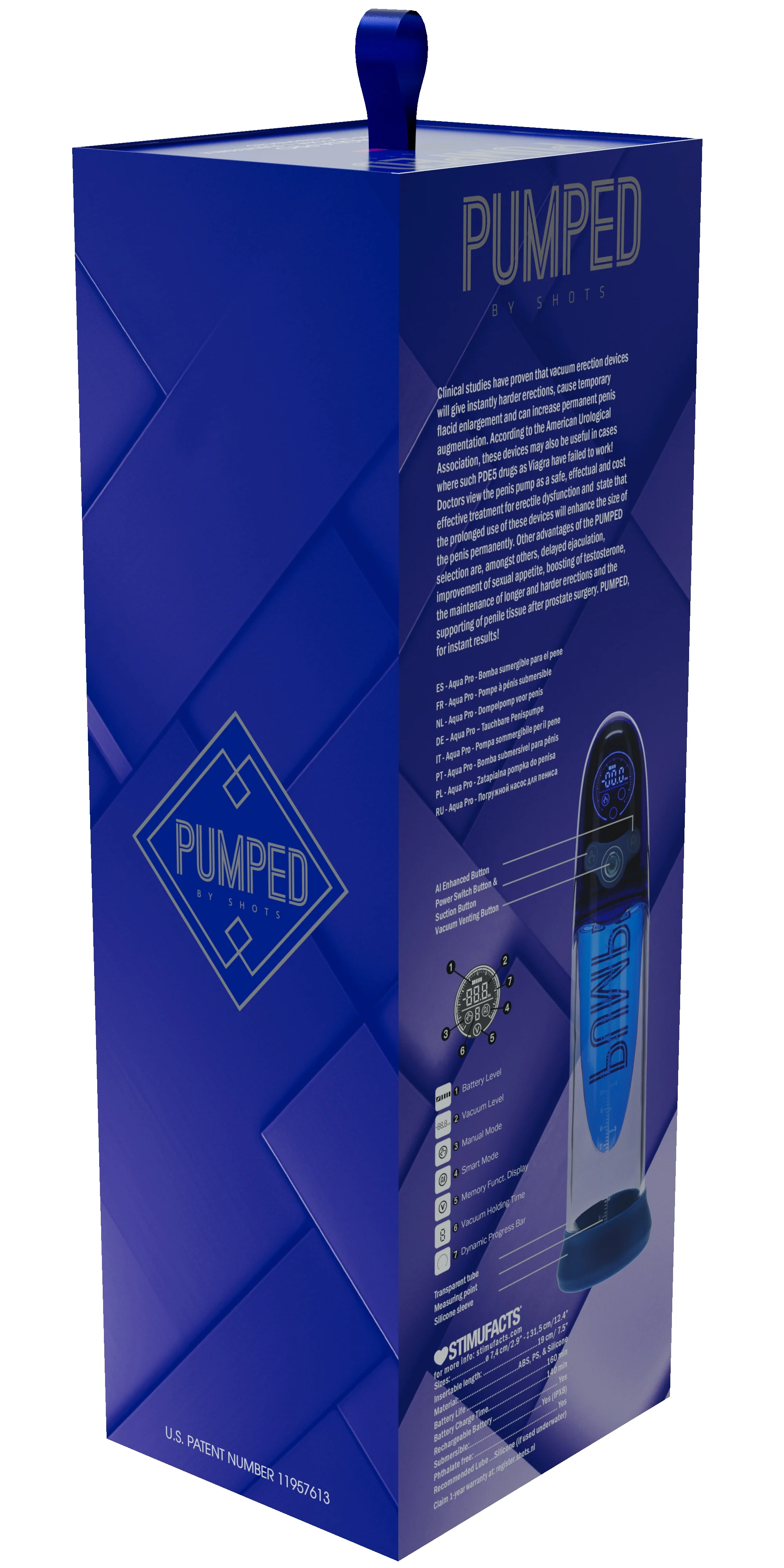 Pumped Aqua Pro Submersible Automatic AI Enabled Penis Pump Blue - Image 4