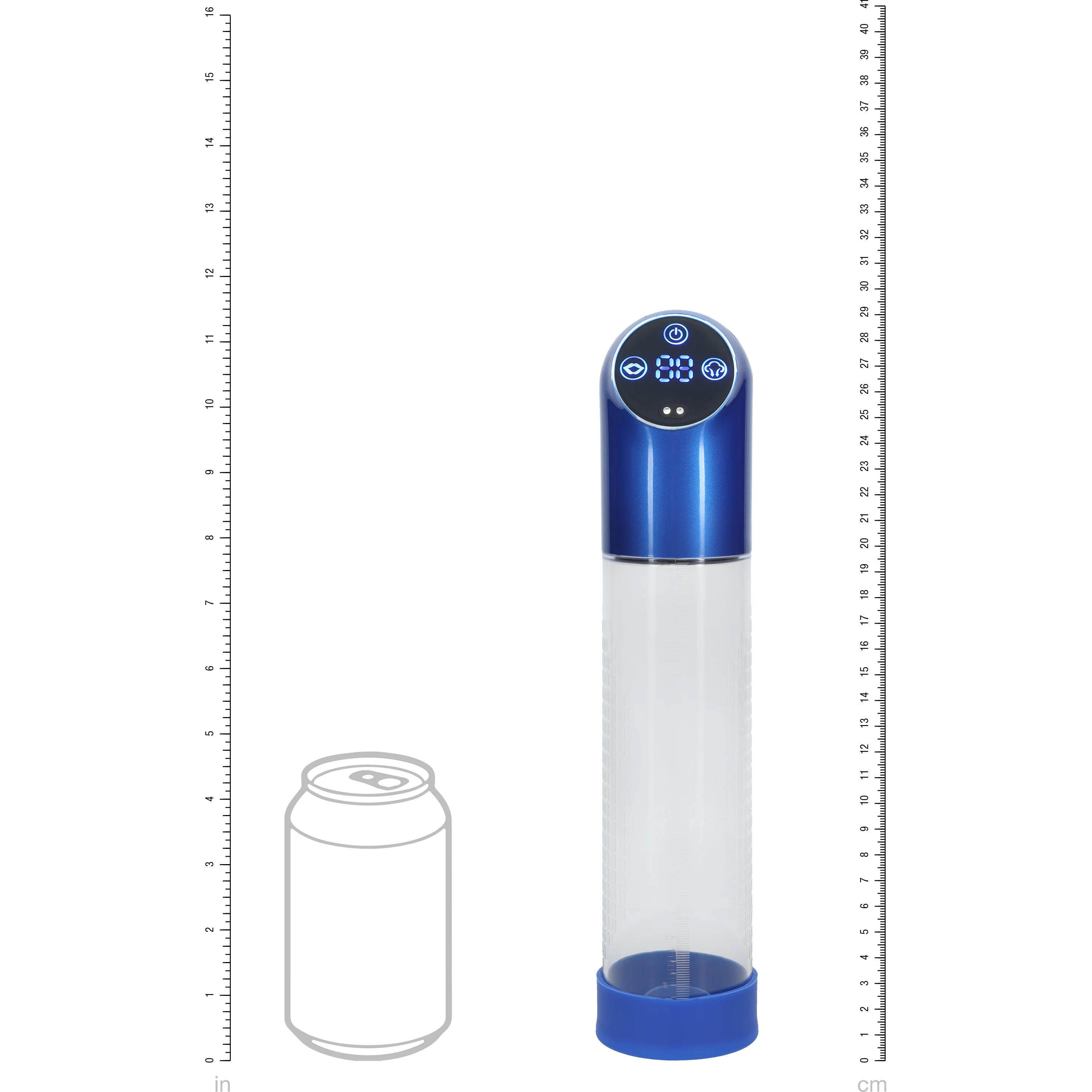 Pumped Automatic Penis Pump Metal Blue - Image 3