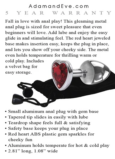 Adam & Eve Red Heart Anal Plug Small - Image 3