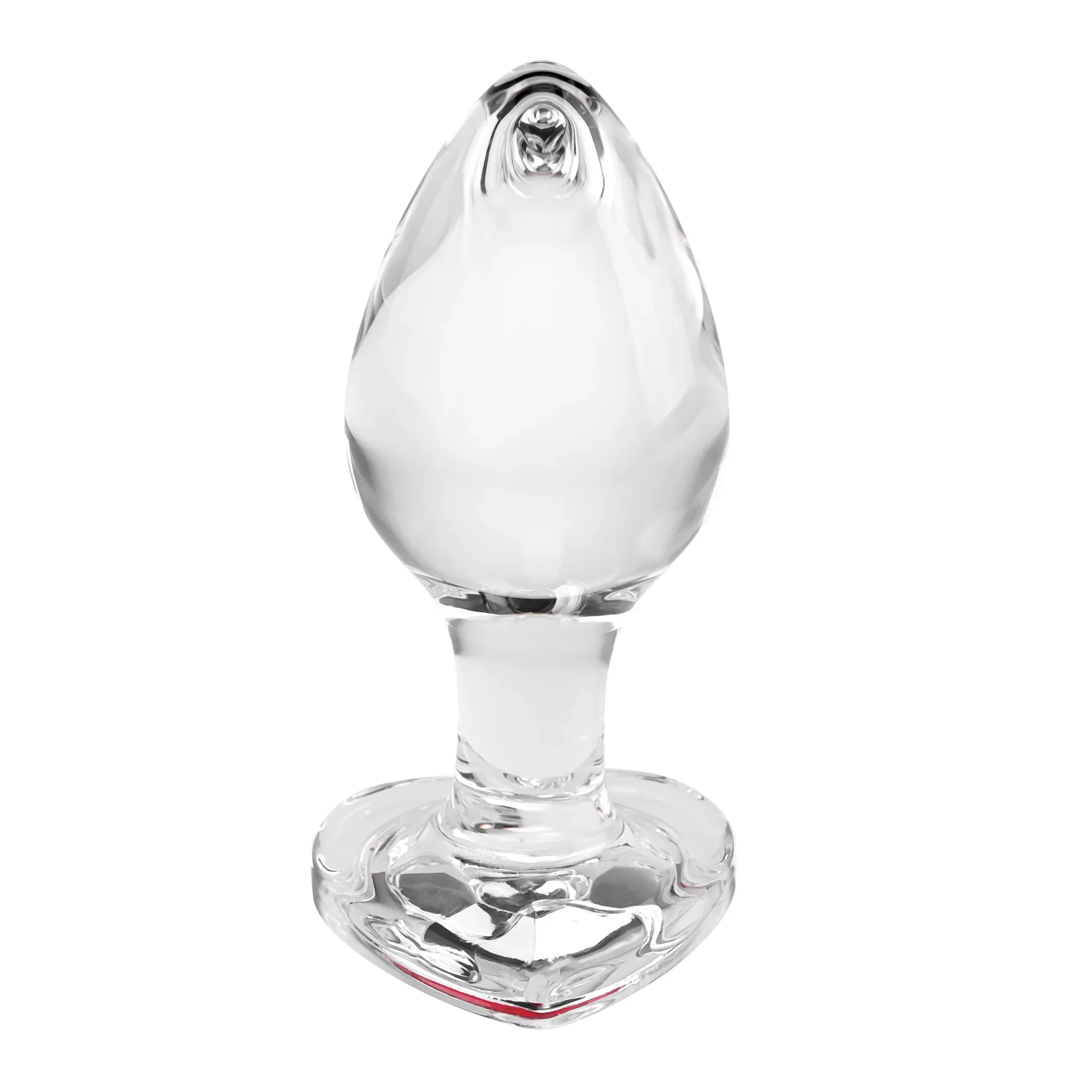 Adam & Eve Red Heart Gem Glass Anal Plug Medium - Image 2