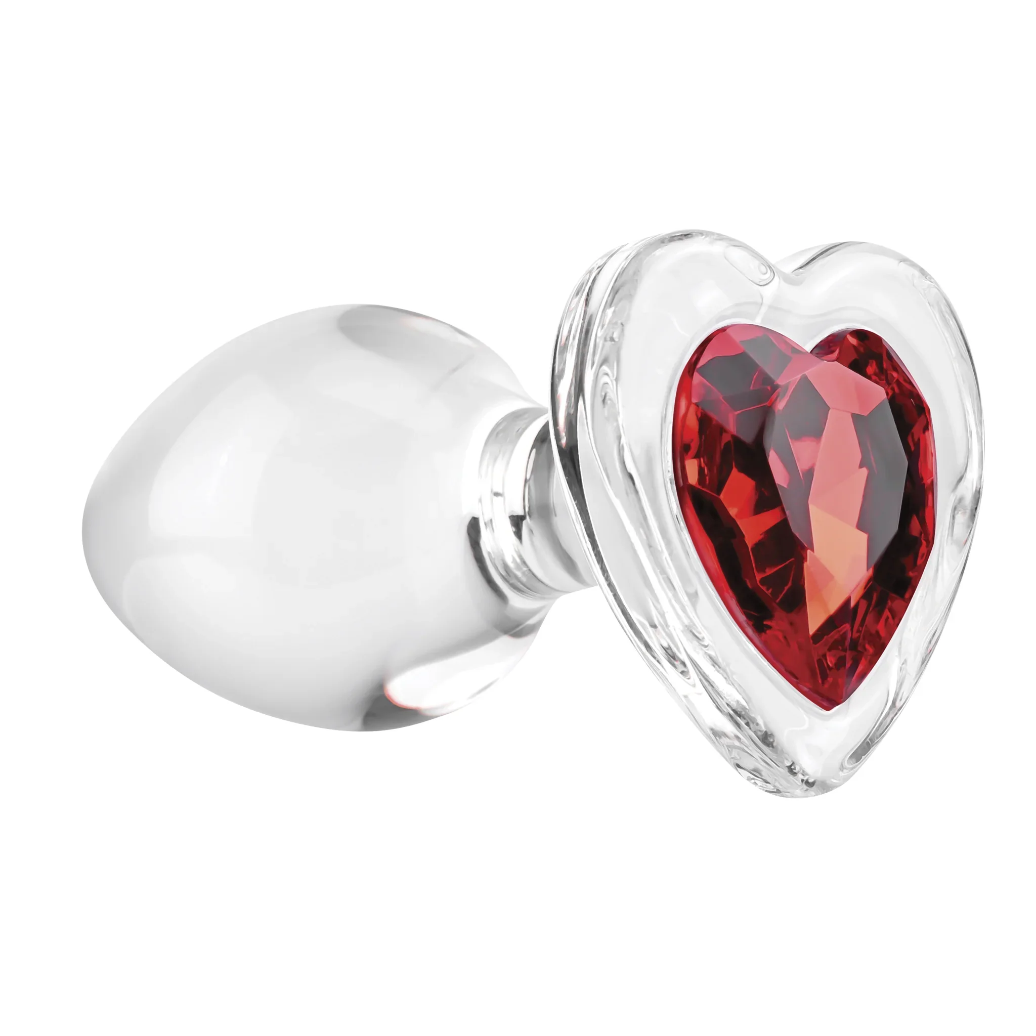 Adam & Eve Red Heart Gem Glass Anal Plug Medium - Image 9