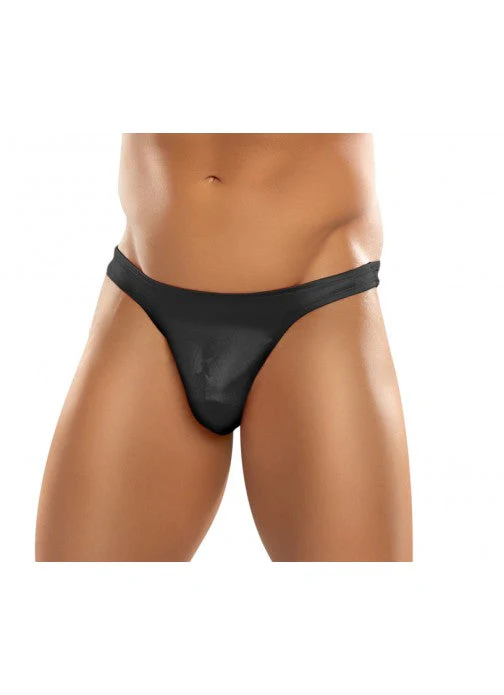 Male Power Satin Lycra Bong Thong Black S/M