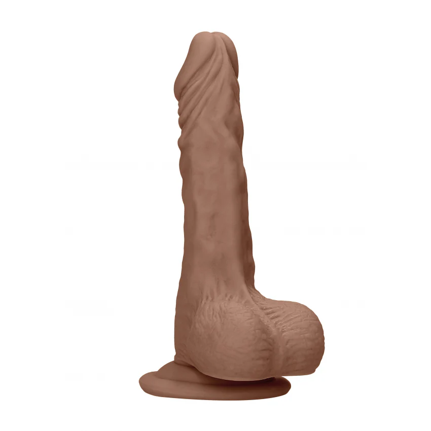 Realrock 8" Dildo with Testicles Tan - Image 3