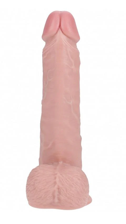 Realrock 8" Vibrating and Thrusting Cock With Balls - Flesh - Image 3