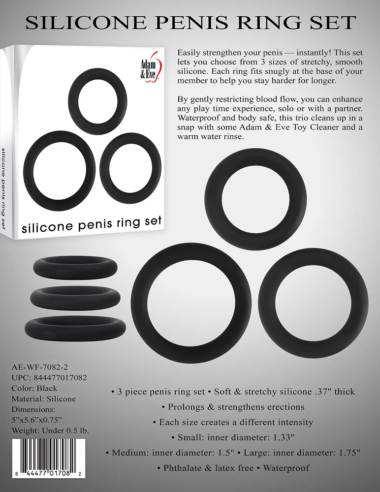 Adam & Eve Silicone Penis Ring Set - Image 2