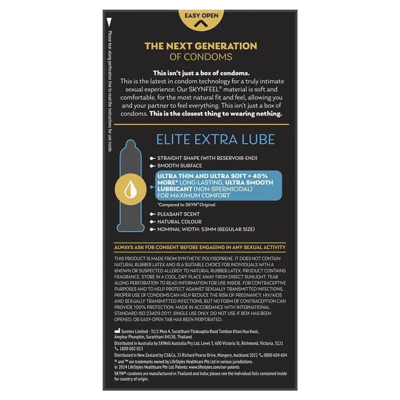 Skyn Elite Extra Lube Condoms 10 Pack - Image 2