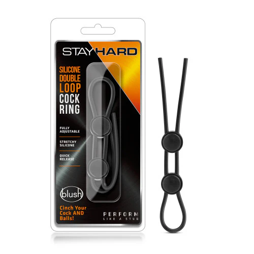 Stayhard double loop cock ring Black
