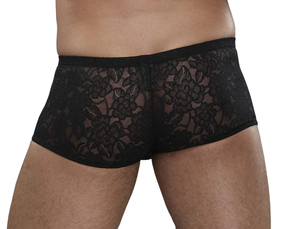 Male Power Stretch Lace Mini Short Black XL 145162 - Image 2