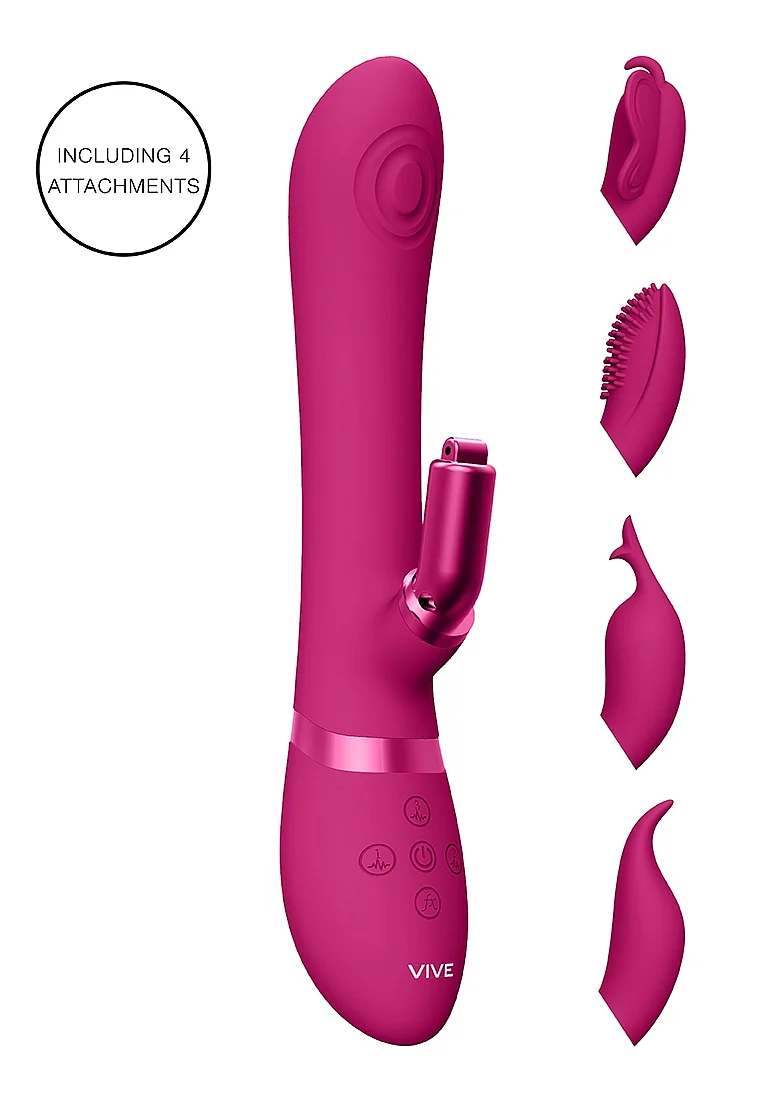 Vive Etsu Silicone Rabbit with Interchangeable Clitoral Sleeves - Pink - Image 2