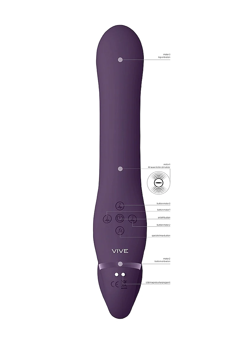 Vive Ai Dual Pulse-Wave & Airwave Strapless Strapon - Purple - Image 6
