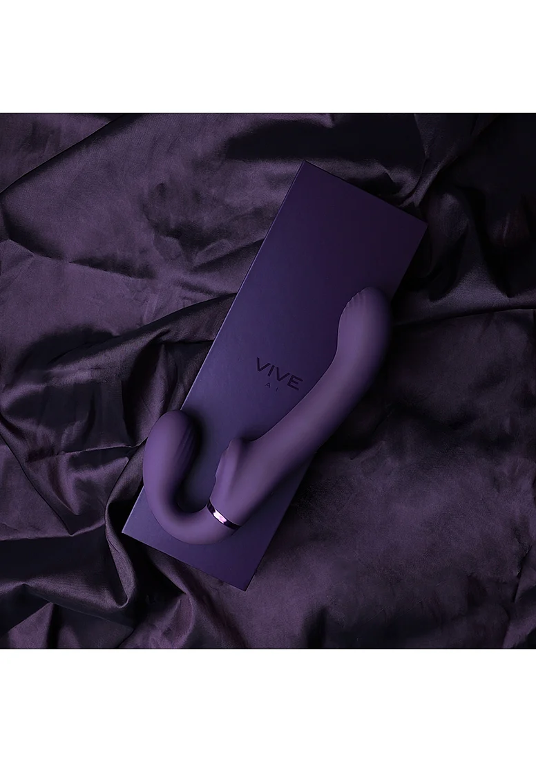 Vive Ai Dual Pulse-Wave & Airwave Strapless Strapon - Purple - Image 8