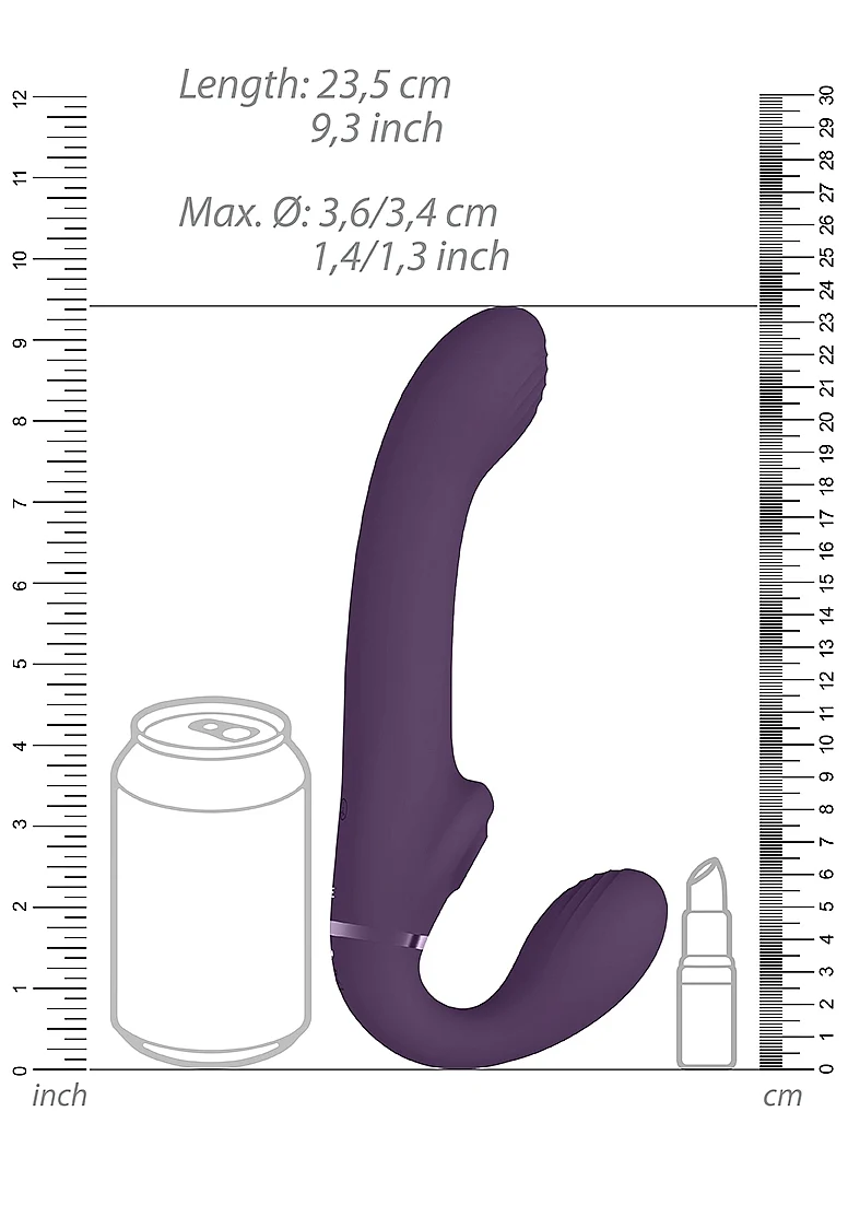 Vive Ai Dual Pulse-Wave & Airwave Strapless Strapon - Purple - Image 9