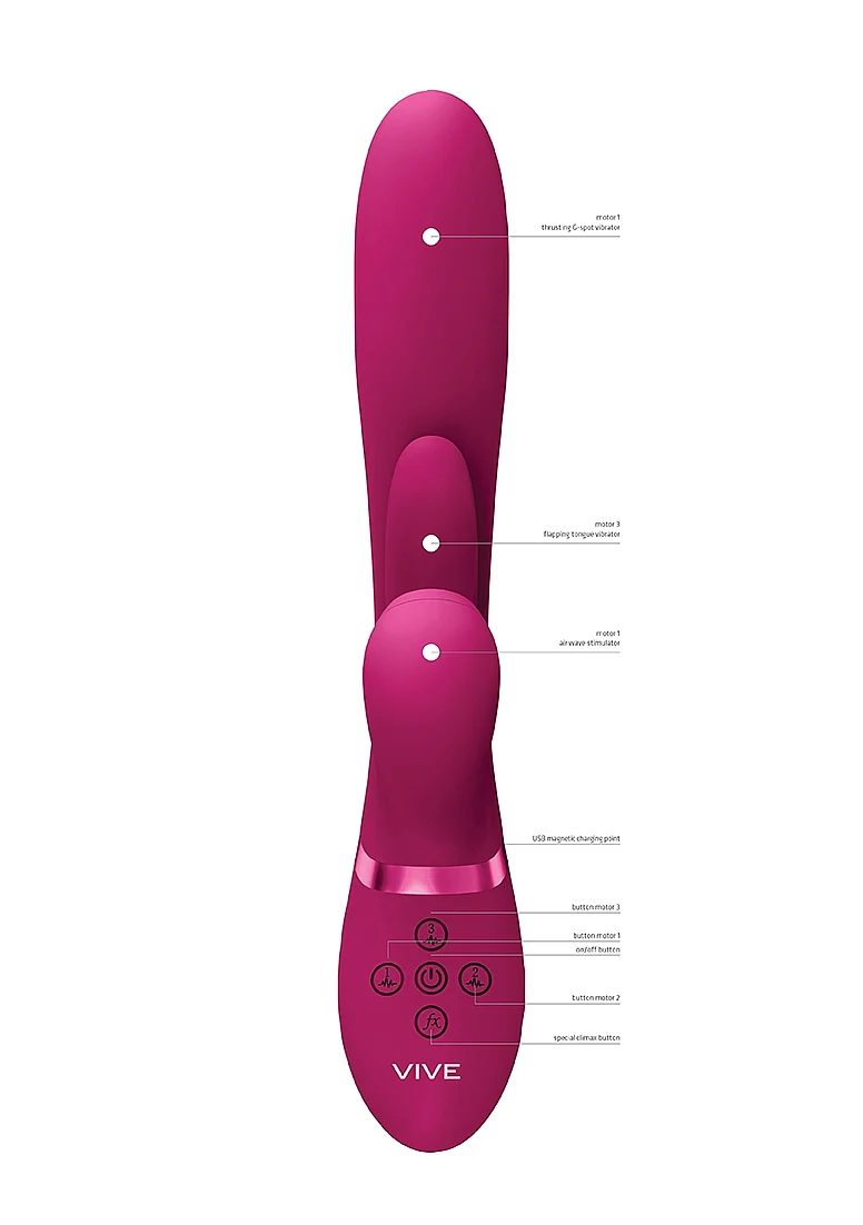Vive Ena Thrusting G-Spot Flapper Air Wave Clit Stimulator - Pink - Image 6
