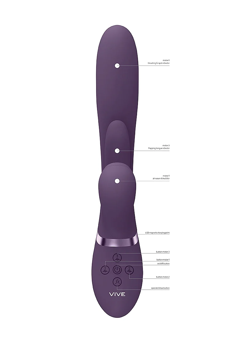 Vive Ena Thrusting G-Spot Flapper Air Wave Clit Stimulator - Purple - Image 7