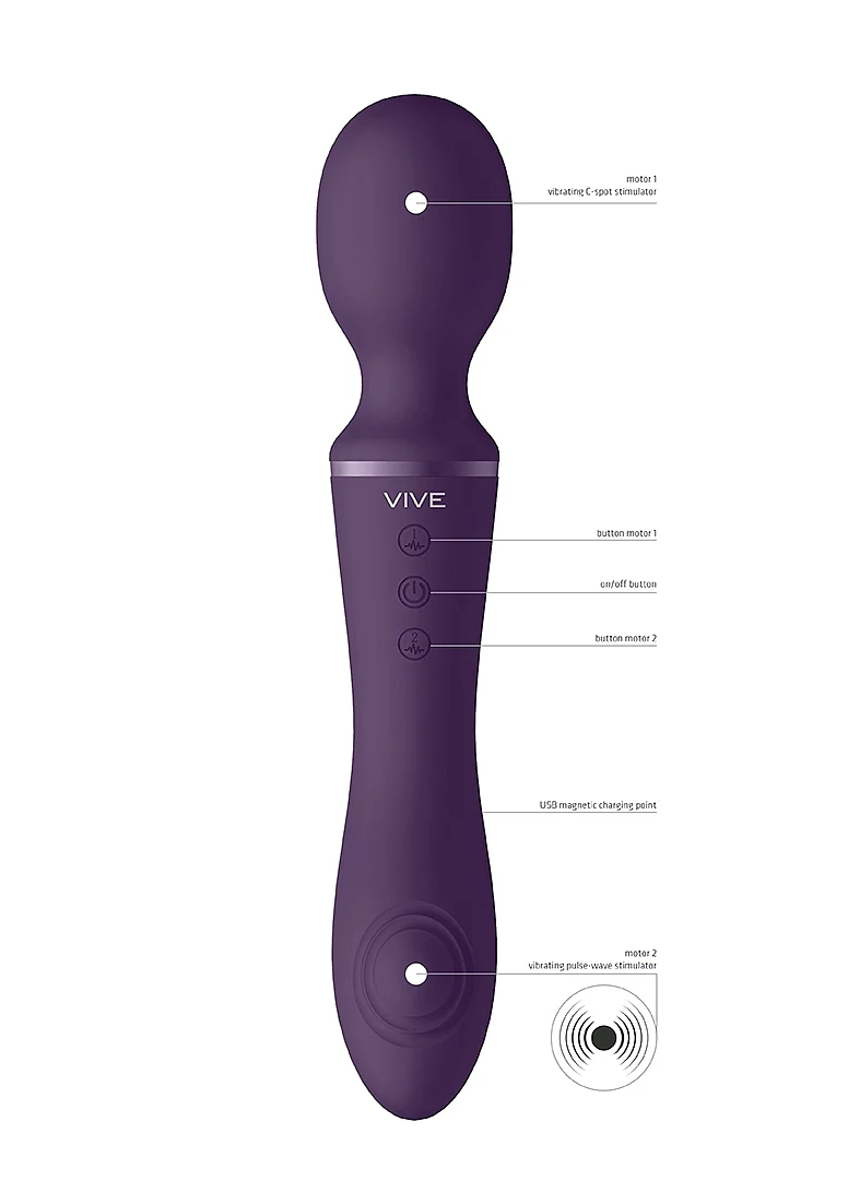 Vive Enora Double Ended Pulse Wave Wand - Purple - Image 6