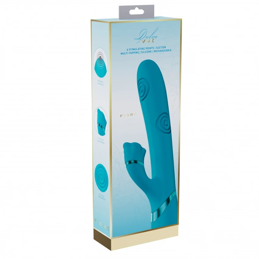 Vive Fiore Rechargeable Air Wave VIbrating and Tapping Rabbit Blue - Image 4