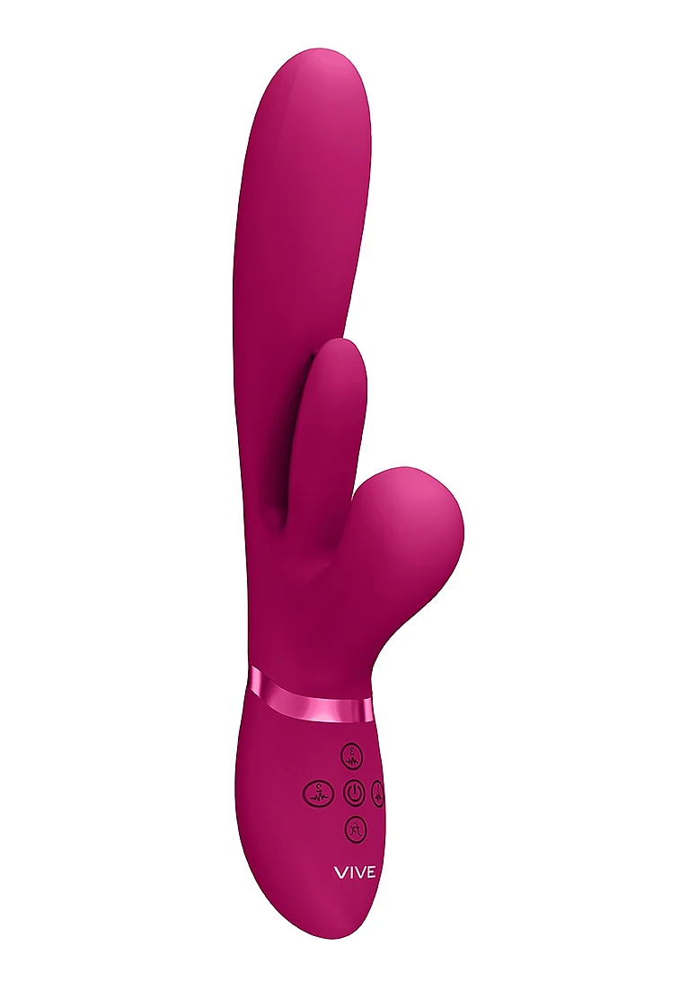 Vive Kura Thrusting G-Spot Flapper Pulse Wave Clit Stimulator - Pink - Image 3