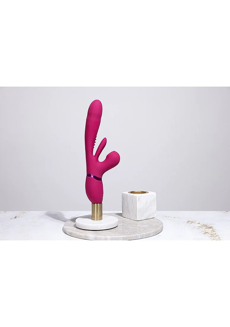 Vive Kura Thrusting G-Spot Flapper Pulse Wave Clit Stimulator - Pink - Image 6