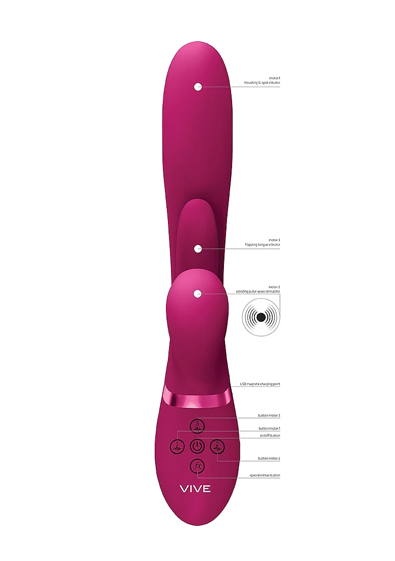 Vive Kura Thrusting G-Spot Flapper Pulse Wave Clit Stimulator - Pink - Image 8