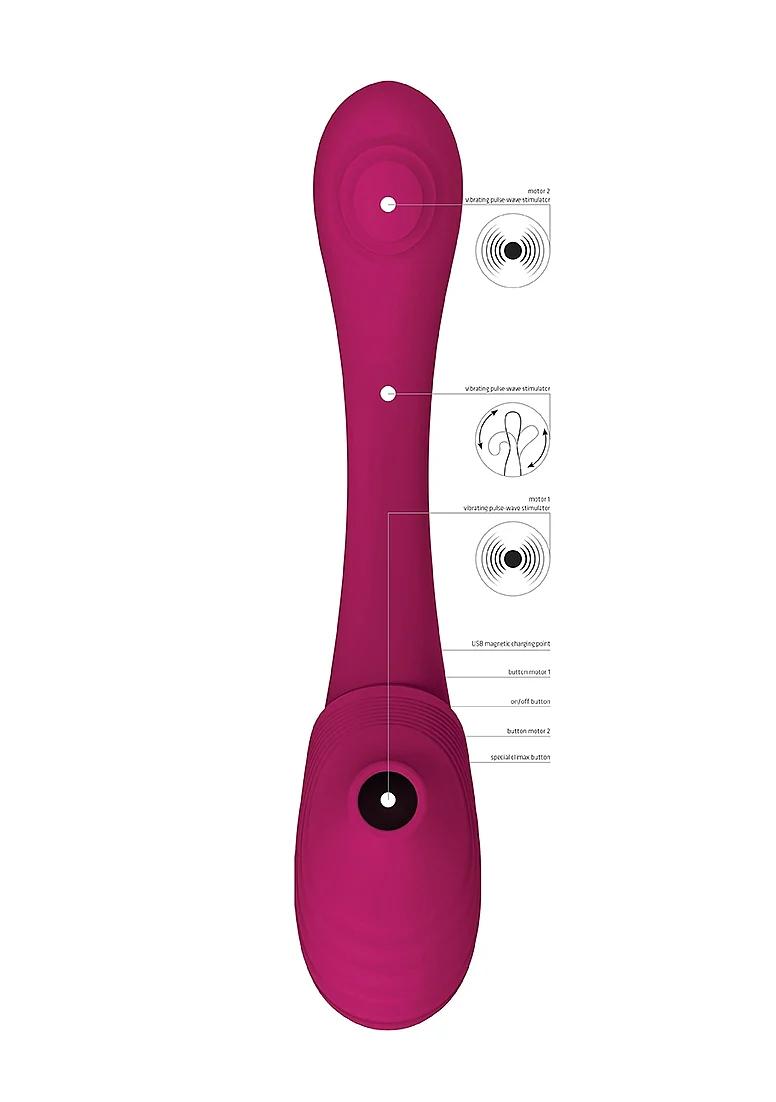 Vive Mirai Double-Ended Pulse Wave & Air Wave Bendable Vibrator - Pink - Image 5