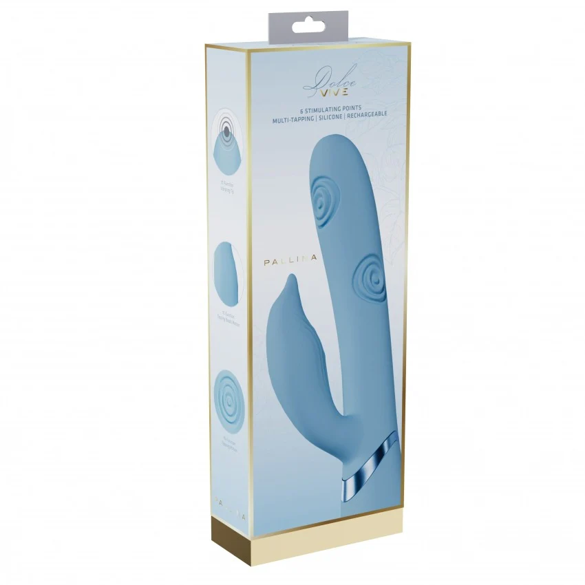 Vive Pallina Rechargeable VIbrating and Tapping Beads Rabbit Blue - Image 3