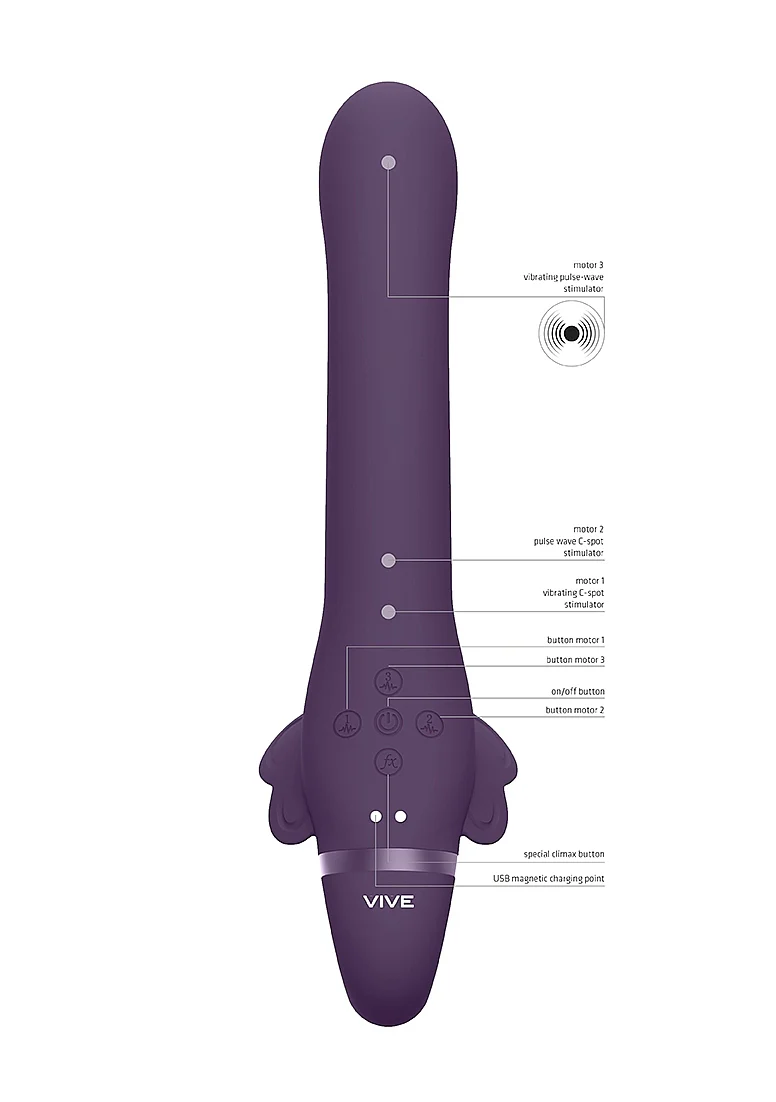 Vive Satu Rechargeable Pulse-Wave Strapless Strapon - Purple - Image 2