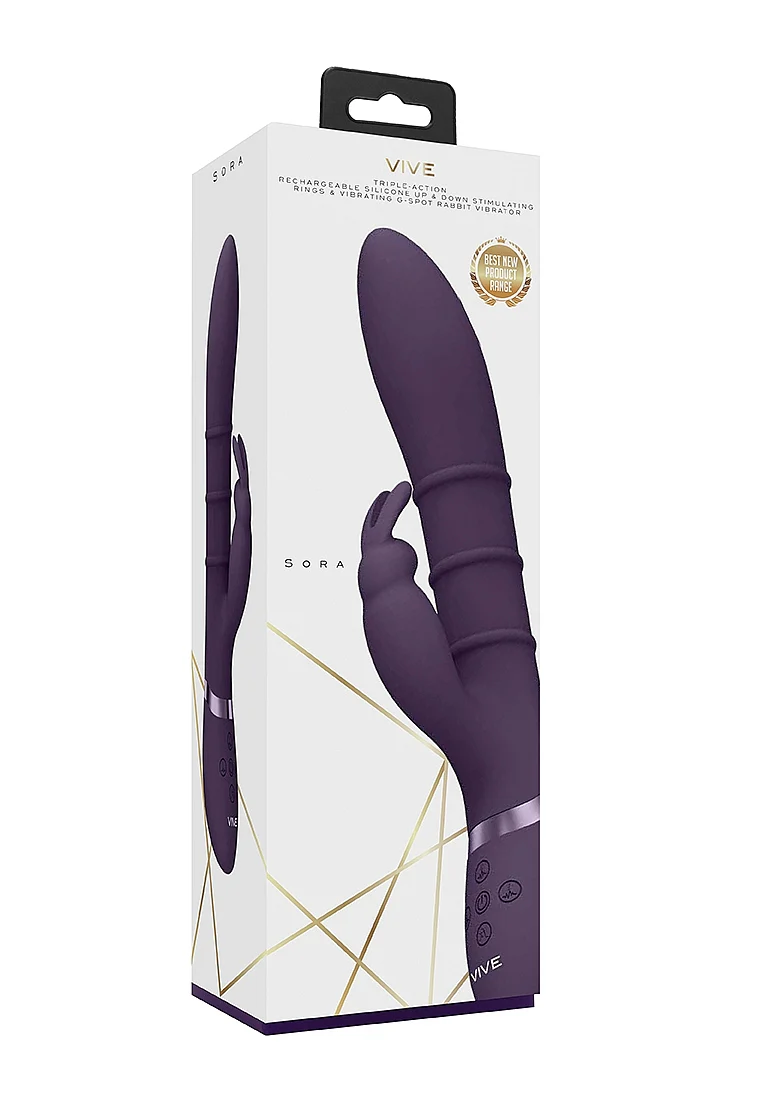 Vive Sora Up & Down Stimulating Rings, Vibrating G-Spot Rabbit - Purple