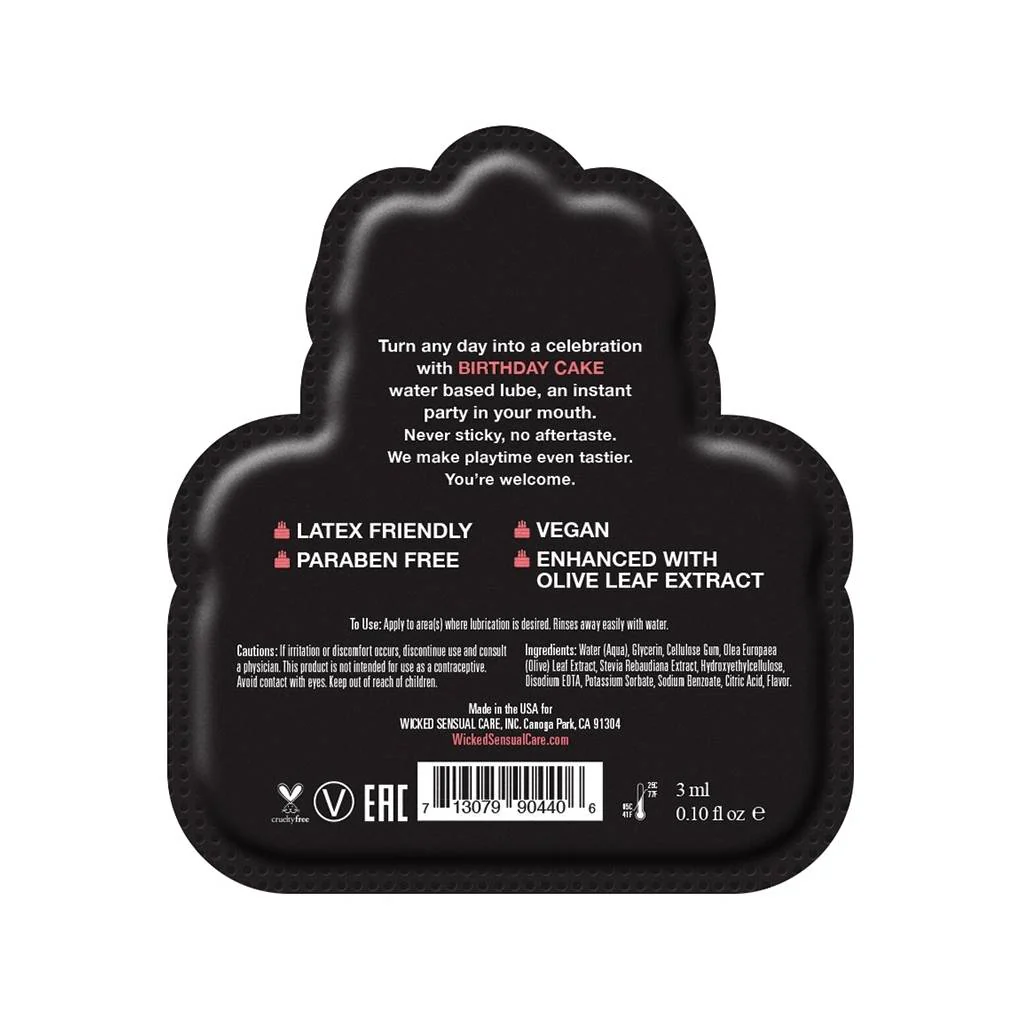 Wicked Aqua Birthday Cake Flavoured Lube Sachet 3ml - Image 2
