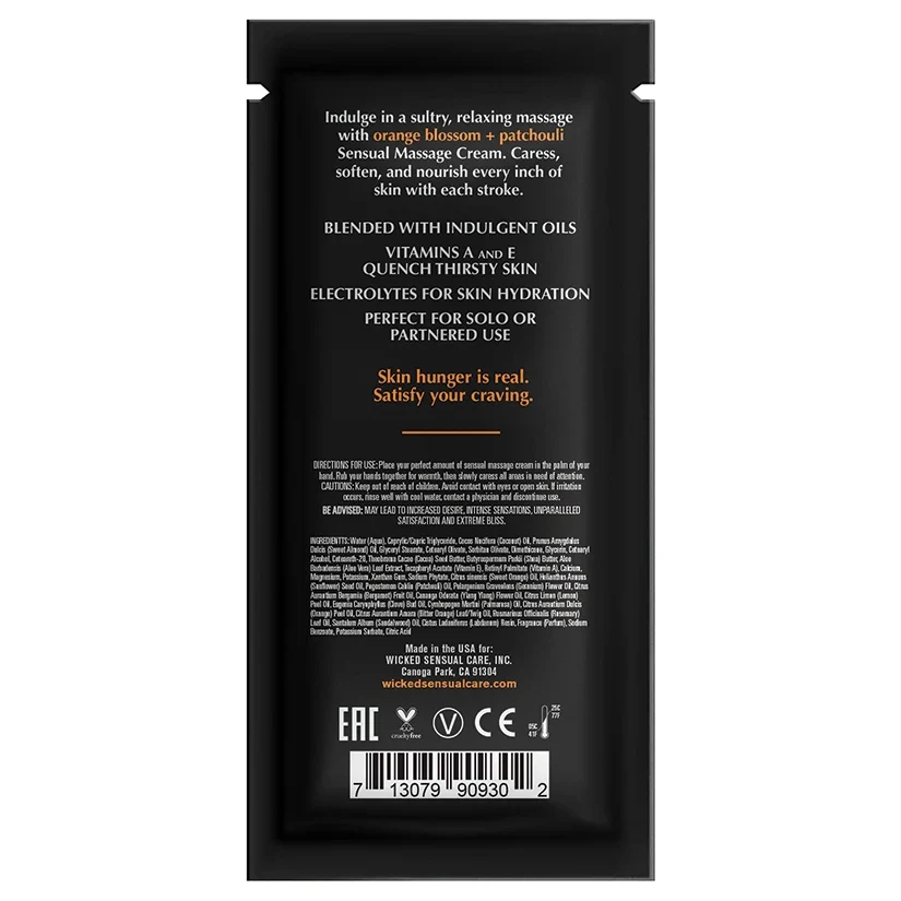 Wicked Orange Blossom and Patchouli Massage Cream 10ml - Image 2